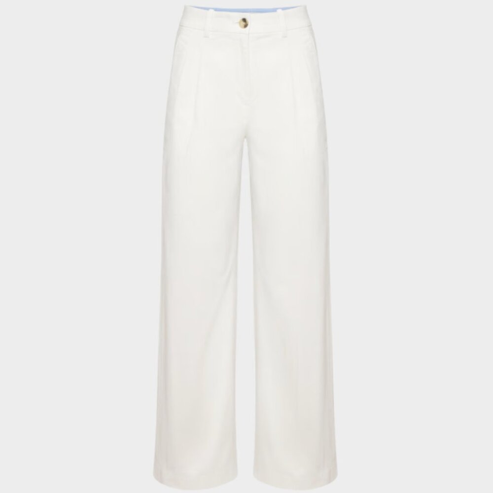 Aritzia White Chino Hi-rise Wide Pleated Pant